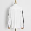 2025 Spring Korean Puff Sleeve Pleated Single-Breasted Loose Commuter Women's Shirt
