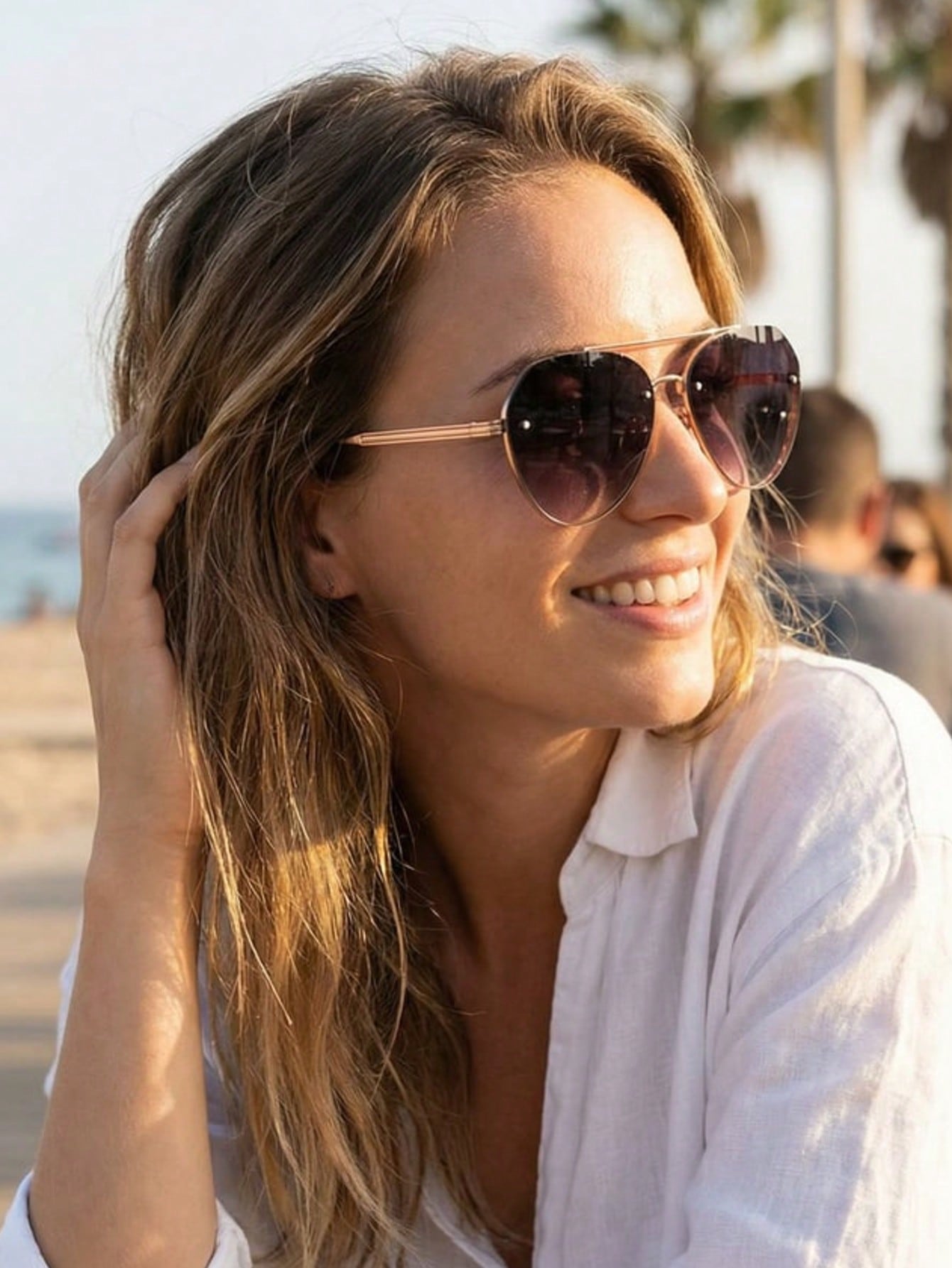 

Women s metal double-bridge full-frame aviator glasses, sexy, casual, and fashionable, suitable for daily commuting, outfit phot серый