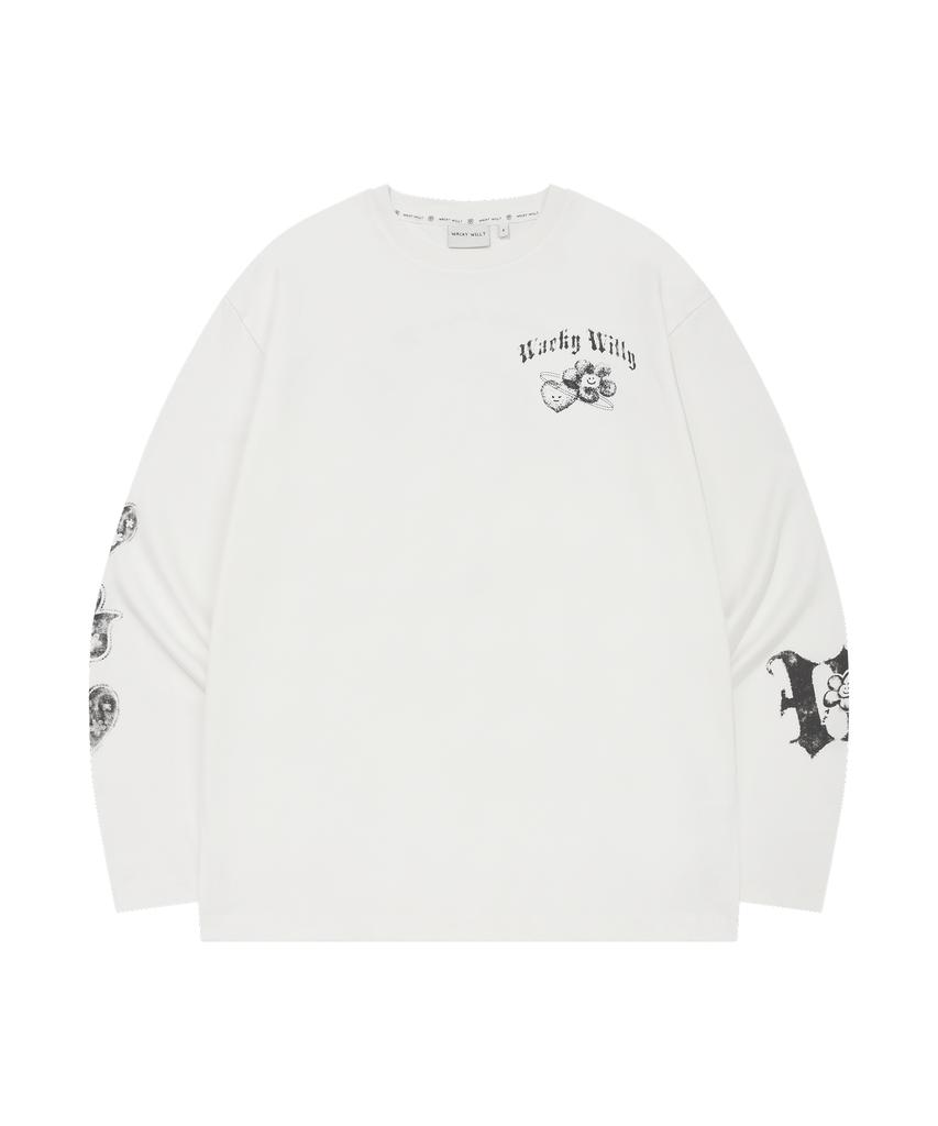 WACKY WILLY Women'S Graphic Long Sleeve White