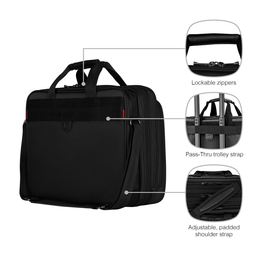 Wenger Legacy 600655, 17 Inch Laptop Case, with iPad/Tablet/eReader Pocket, 19 Litre, Business, School, Travel, Padded Laptop Compartment Black/Grey