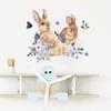 Cute Rabbits and Butterflies Wall Sticker for Bedroom Living Room Entryway Makeover Self-Adhesive Removable Home Decor