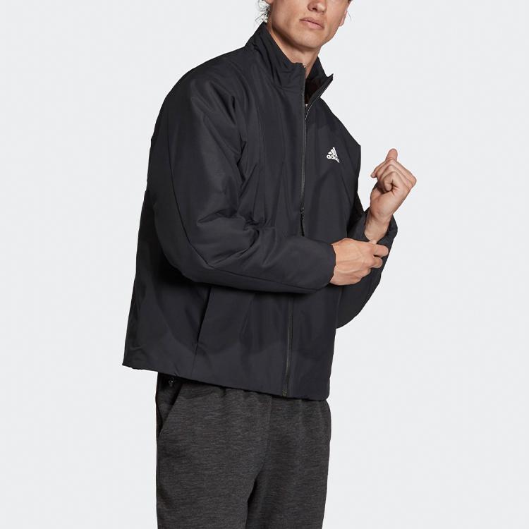 Adidas BTS Lined Jacket Outdoor Sports Stand Collar Warm Long Sleeve Cotton Coat Men Jackets Black DZ1439