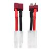 Set of 2 T-Connectors: Female T-Plug To Tamiya Male Cable + Male T-Plug To Tamiya Female Cable with Silicone Jacket, 5cm Length, 14AWG, Male To Female