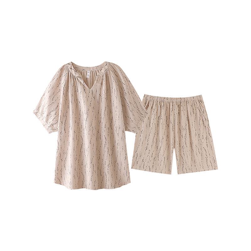 Baby Cotton Summer Camisole: A-Class Pure Cotton Double Layer Gauze Couple Pajamas - Women's Short Sleeve & Men's Set