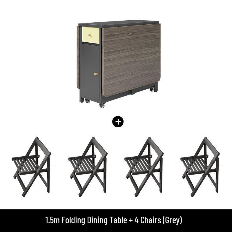Cream Style Foldable Dining Table and Chair Set - Simple, Multi-Functional, Portable Furniture for Home