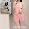 Crispy new suit suspender plus shorts lace red edge pink home bow solid color girl heart