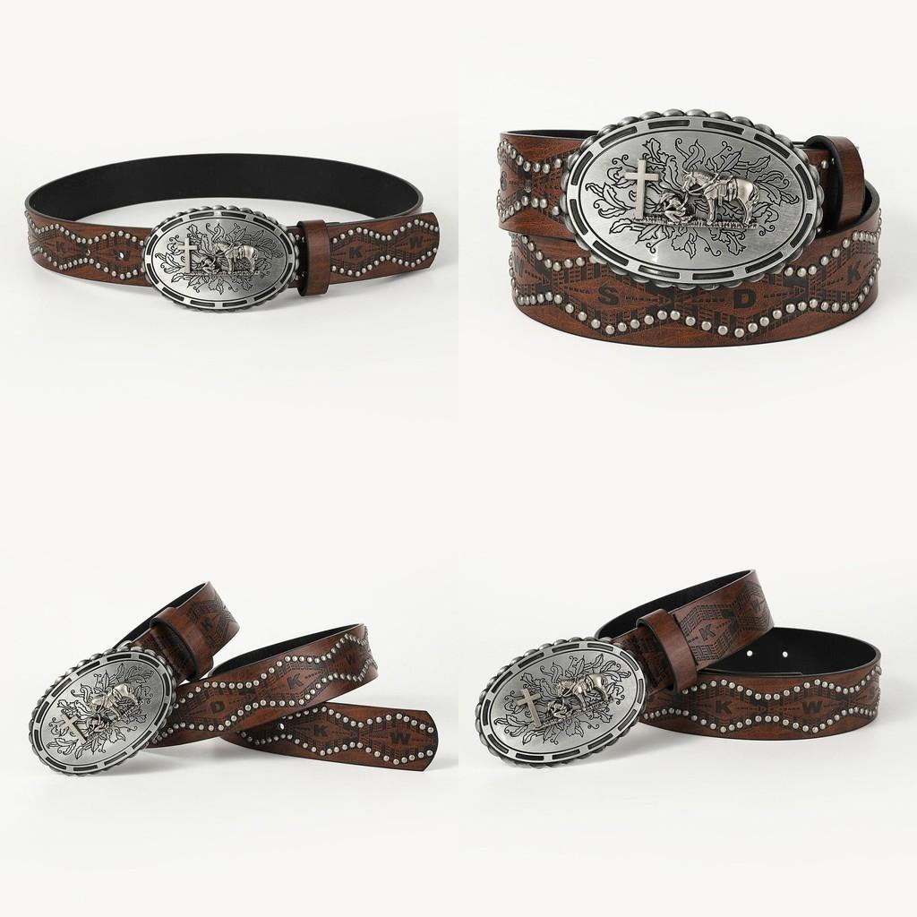 Unisex Stylish Faux Leather Belt With Metal Buckle Belt Paired With Jeans