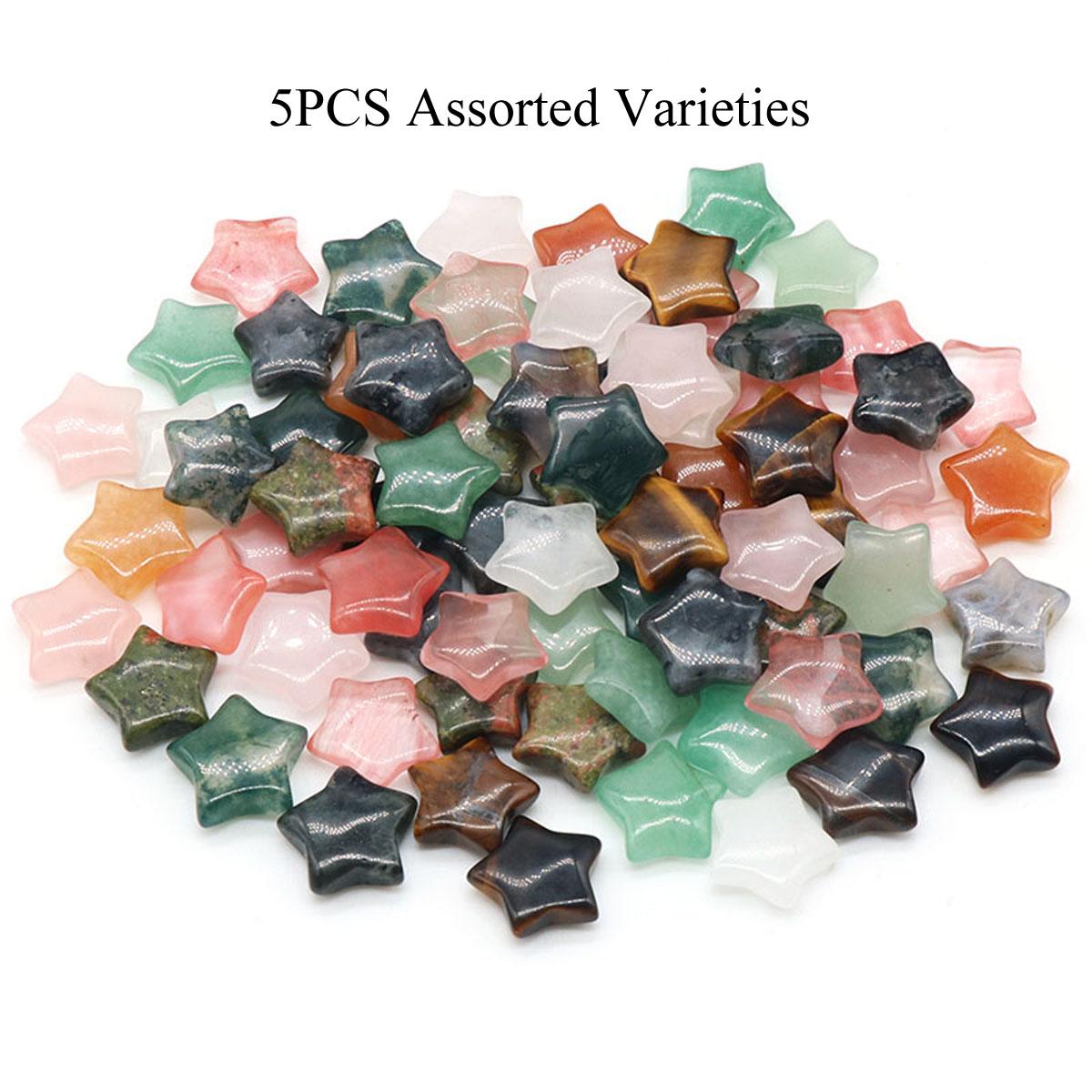 

Ручная резная звезда, хрустальный орнамент, мини-натуральный камень, агат, тигровый глаз, камень, нефрит, драгоценный камень, домашний декор, мебель, ювелирное дело, 15 мм 5PCS/Colourful, 15mm