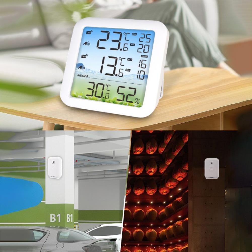 Digital Refrigerator Thermometer with Dual Wireless Sensors High Low Temperature and Humidity Monitoring Alarm