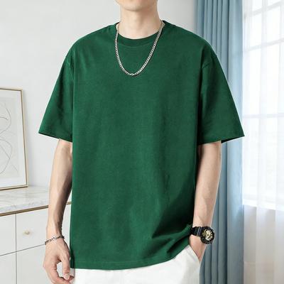Men Loose Cotton T-Shirt Round Neck Short Sleeve Tee Shirt Casual Solid Color Summer Tee for Beach Street Vacation Wear