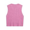 Women's Casual V-Neck Pullover Shirt Collision Color Sleeveless Sweater Vest