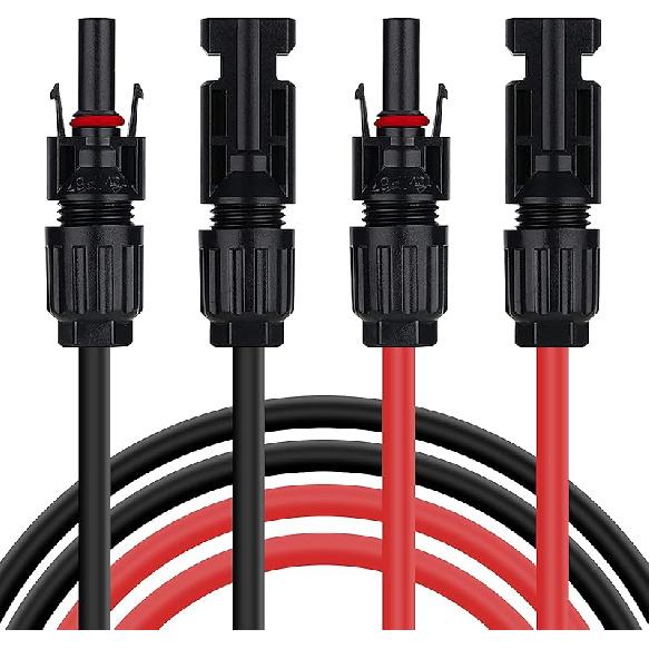 Ansxiy 20 Feet 10AWG Solar Extension Cable with Female and Male Weatherproof Connectors, Solar Panel Cable Wire Adapter Kit Tool (20FT Red + 20FT