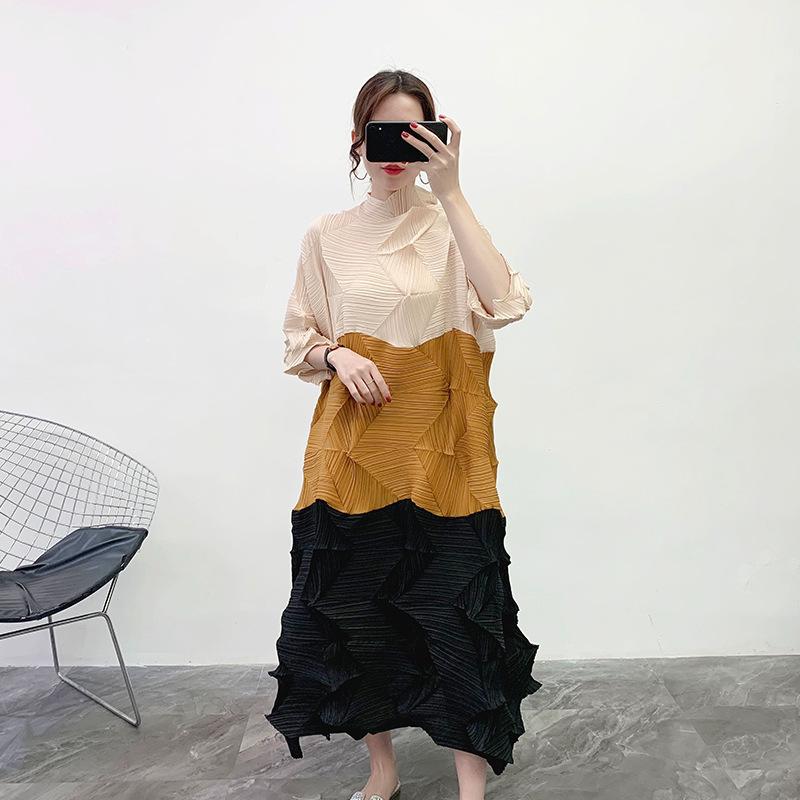 

Женское длинное плиссированное платье, повседневная мода, нерегулярная женская дикая элегантная одежда one size чёрный