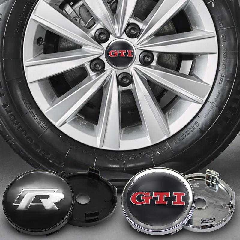 VW 4pcs 56mm 60mm Car Wheel Center Hub Cap Rim Cover VW Logo Emblem Stickers For Volkswagen Passat CC B5 Rline Touran Golf 6 Tiguan FM7