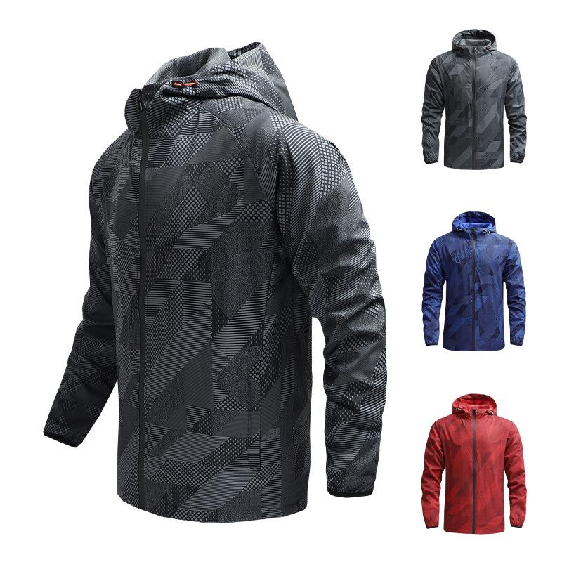 Herren Frühling/Herbst Schnelltrocknender Dünner Windbreaker: Lässige Outdoor-Sportjacke zum Wandern