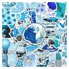 50-Pack Blue Cute Cultural Creative Stickers for Suitcases, Phone Cases, Notebooks, and DIY Decoration
