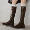 Jesień Sexy Damskie Kozaki do Połowy Łydki Gruba Podeszwa Luksusowy Projektant Outdoorowe Do Chodzenia Ciepłe Codzienne Sztyblety Nowe Długie Kozaki