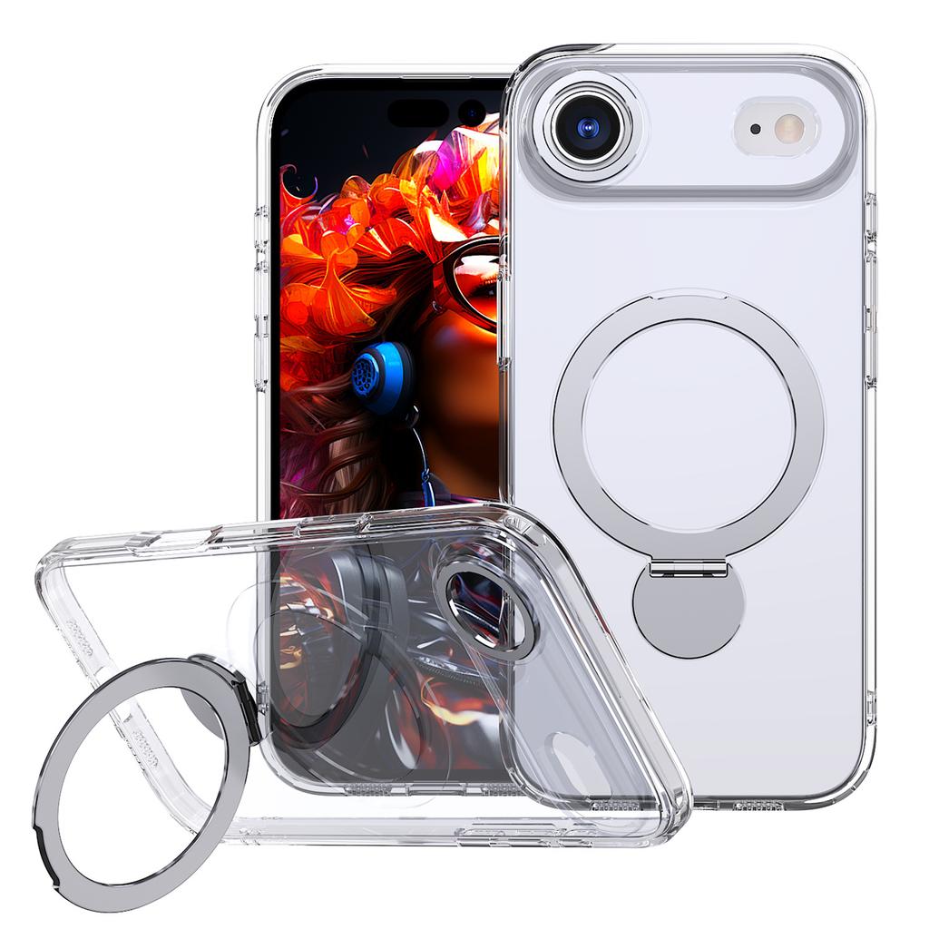 For IPhone17air Mobile Phone Case Transparent Magnetic Fulcrum Case for Apple 17promax All-inclusive Protective Case