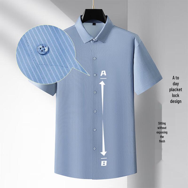 Men's Plus Size Striped Short-Sleeve Casual Shirt