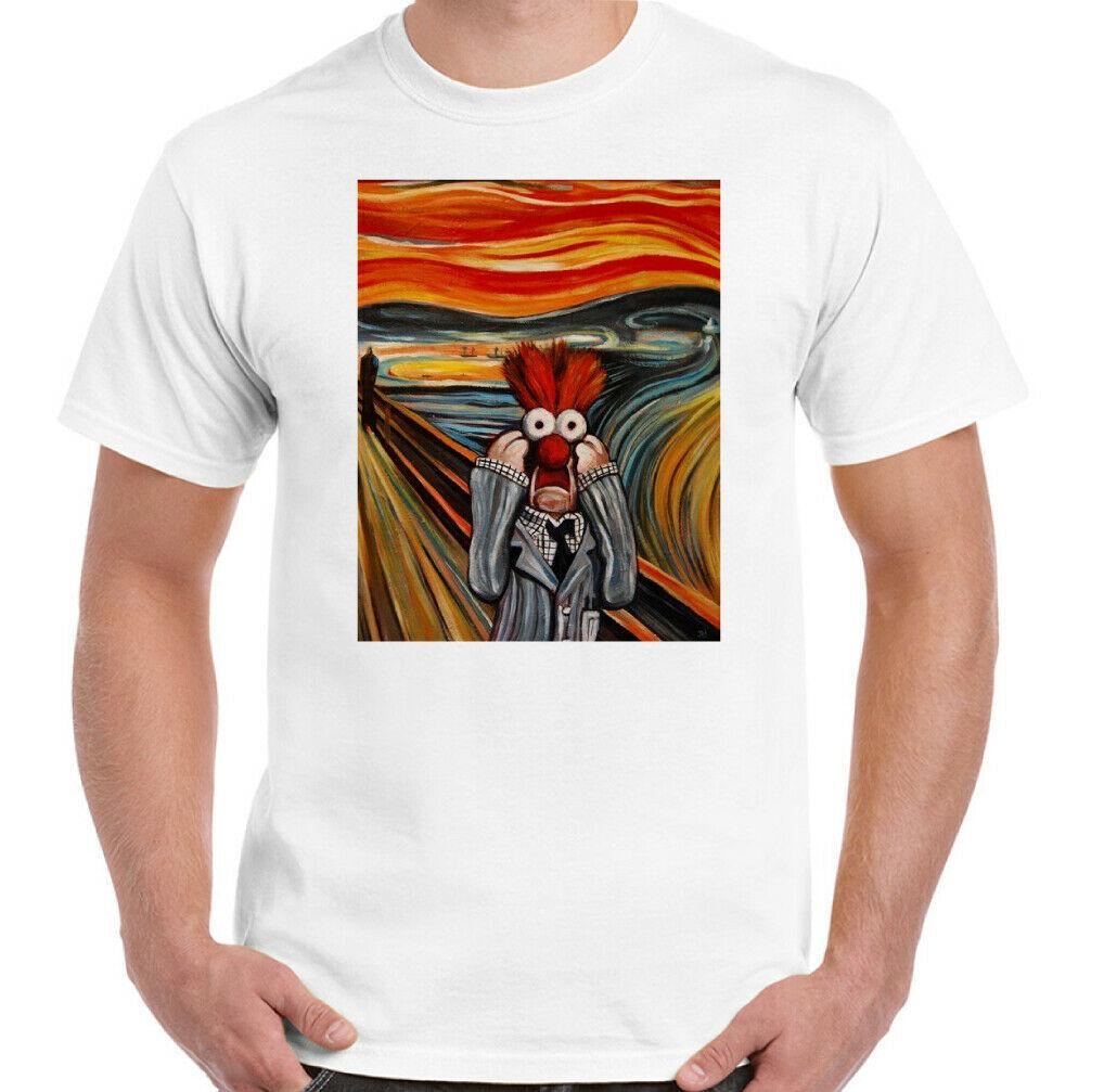 SCREAM T-SHIRT, Parody Edvard Munch Painting Mens Funny Tee Top S разноцветный