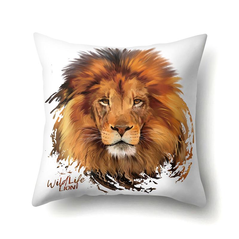 Oil Painting Animal Single-sided Polyester Pillowcase Home Living Room Soft Decoration Sofa Cushion Cover Bedroom Bed Pillowcase