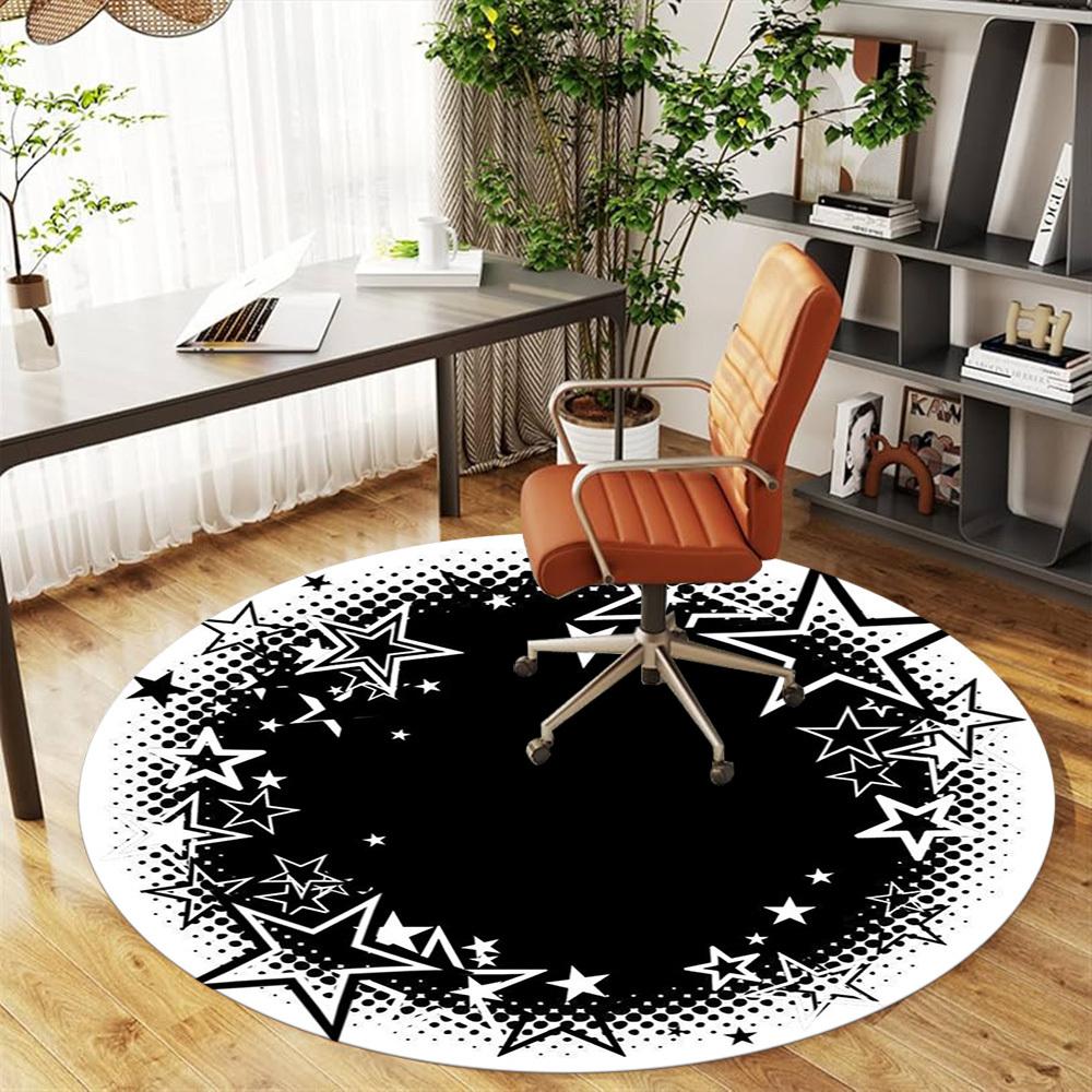 1PC star circle Office Round Area Rug, Under Office Chairs Bedroom Living Room Home Decor,Carpet for Office, -1110269