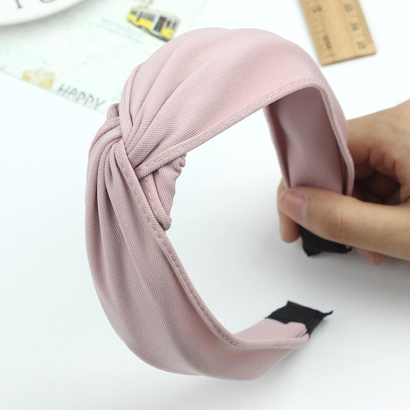 Hoge Kwaliteit Effen Stof Handgemaakte Kruis Geknoopte Haarband Met Brede Rand Hoofdband Voor Vrouwen Kruis Knoop Haaraccessoires gray