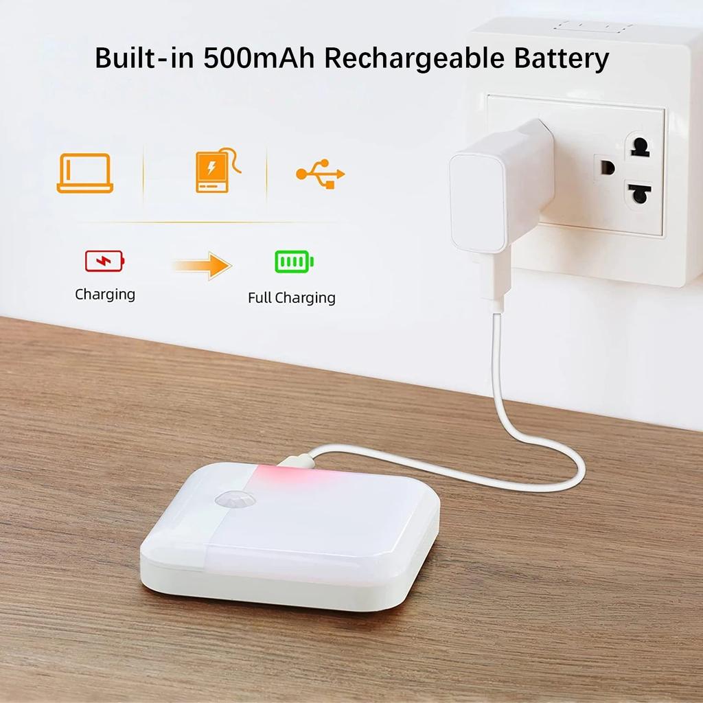 1PC LED Luce notturna, Sensore di movimento umano Lampada USB C Luce per armadio ricaricabile, Lampada da parete a LED wireless per scale Armadio Cucina Letto