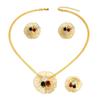Light Luxury Earrings Necklace Jewelry Set Personalized Zircon Flower Design Ring Long Necklace