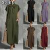Fashion Summer Spring Solid Color Print Short Sleeve Casual Dresses