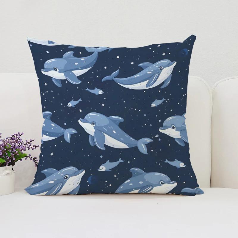 Home Decoration Cute Dolphin Decorative Pillowcase 40x40 Aesthetic Room Decoration Cover for Pillow Cases 45x45 Cushion Cover