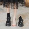 Summer new women's 8 inner height-increasing thick-soled muffin strap-on soft-soled non-slip small leather shoes