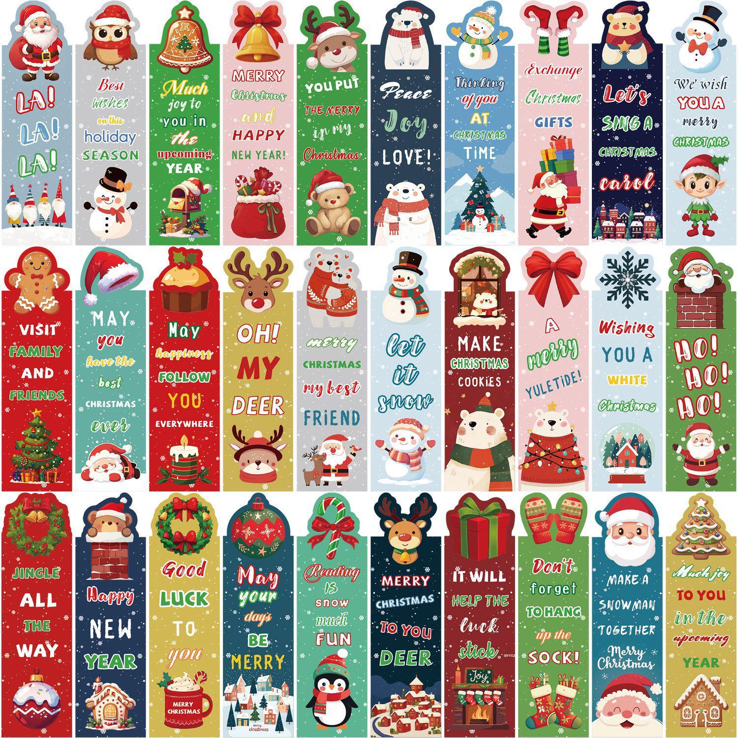 

30 Christmas-Themed DIY Colored Paper Bookmarks for Students
