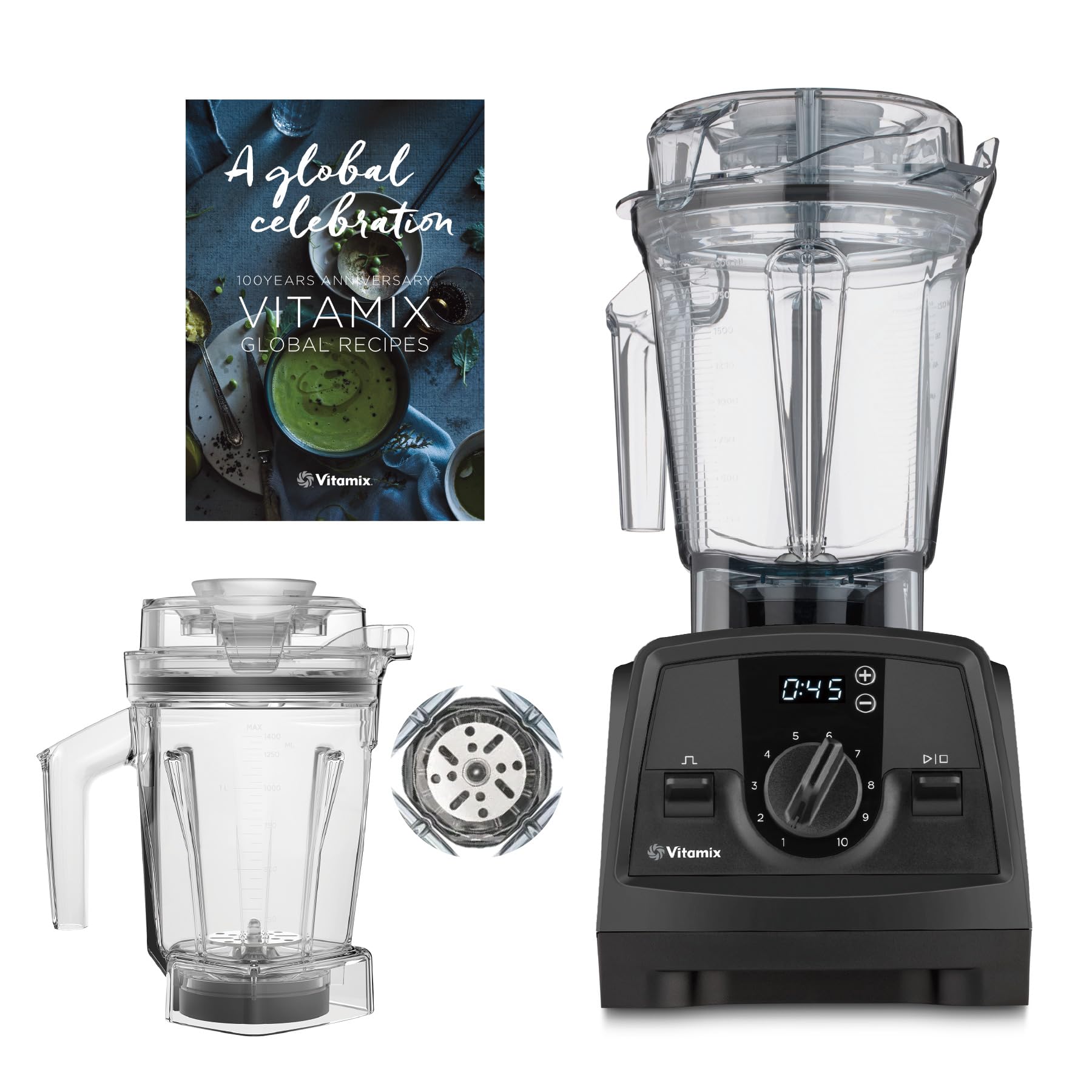 

Vitamix V1200i Black Blender Air Disc Container Set, 2 l Container, 10-річна гарантія, блендер із обмеженими перевагами [офіційний] 1,4 л, 8-в-1 чорний