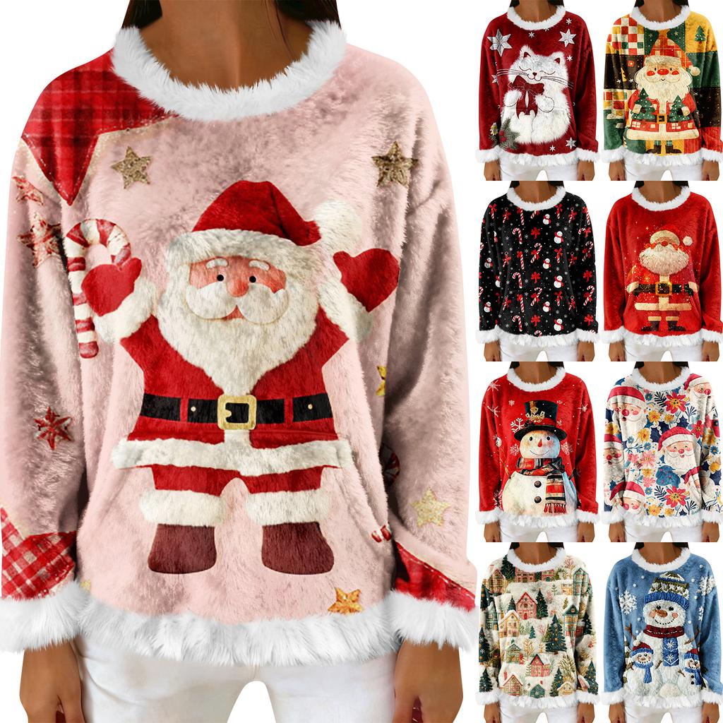 Dámská ležérní fleecová mikina s dlouhým rukávem a kulatým výstřihem, ležérní, pohodlná, volného střihu, lehká dámská flanelová mikina