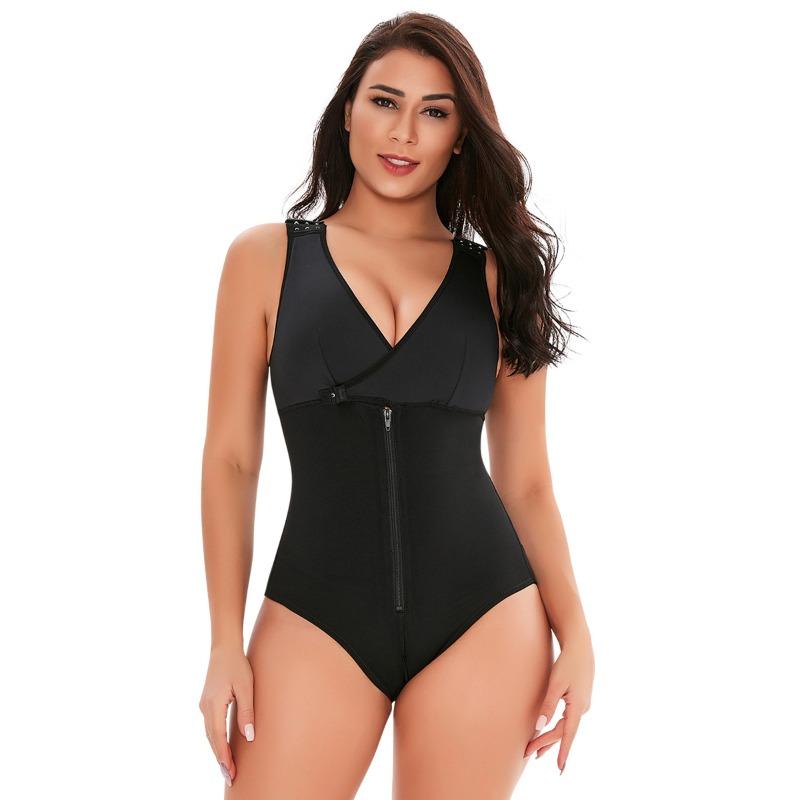 Postpartum Front Zipper Full Body Shaper With Built In Bra S чёрный
