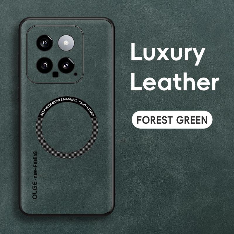 Kožený magnetický kryt na telefon pro Xiaomi 14 13 12S Ultra Ovčí kůže Matný zadní kryt pro Xiaomi 13T 11T 12 Pro 11 12 13 Lite 5G 12X