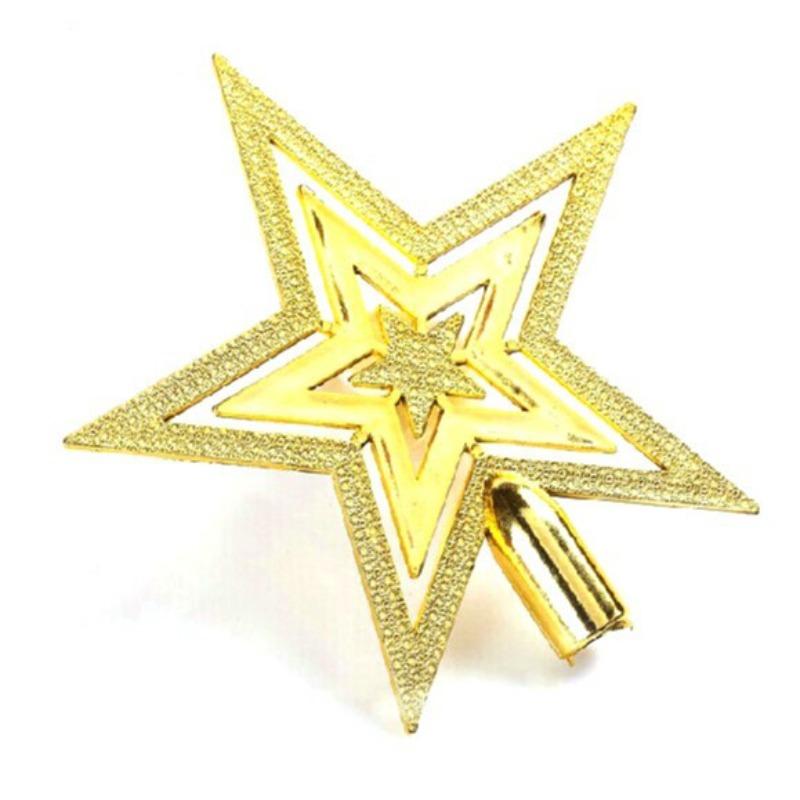 1Pc Outdoor Home Decor Merry Christmas Ornaments Tree Topper Glitter Star Decoration