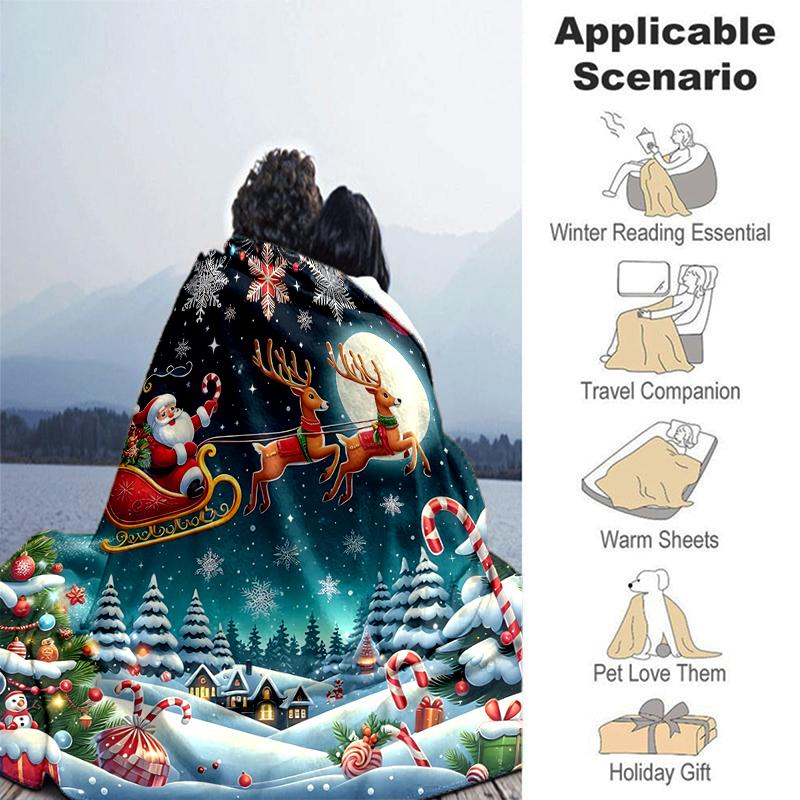 1Pc Christmas Night Adventure Blanket Soft And Comfortable Casual Warm Camping Travel Christmas Halloween Gift M921253