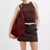 Coach Burgundy Polished Leather Shoulder Hobo Bag with Gold Hardware for Daily Use