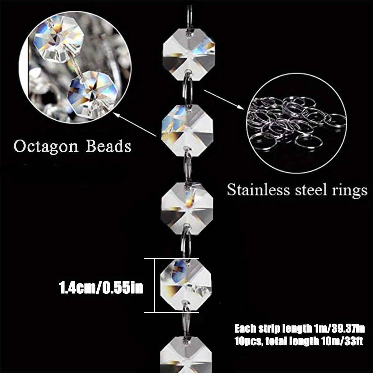 

33-футовая акриловая гирлянда - цепочка из бусин для люстры - прозрачные восьмиугольные призмы, центральные элементы для вечеринки, украшение свадебной сцены на День святого Валентина 10pcs
