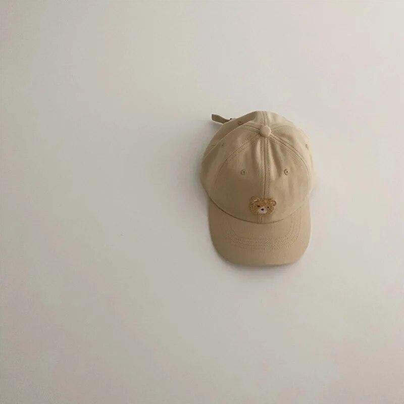 Cute Bear Embroidery Kids Baseball Cap Adjustable Soft Cotton Breathable Toddler Boys Girls Cap Outdoor Sunshade Child Sun Hat