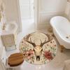 Deer Antler Flowers,Round Area Rug,Carpet Rug for Living Room Bedroom Sofa Playroom Decor,Non-slip Floor Mat