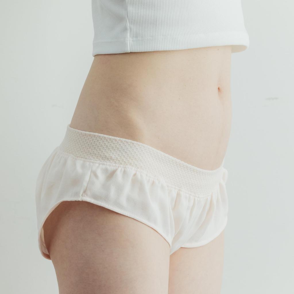 [MAMACHOICE] Ubupan Damen Komfort-Slips, 100% Baumwolle, Hüfttief, Lymphdrainage, Fundoshi-Hose, Hergestellt in Japan, Baby's Breath, Größe L