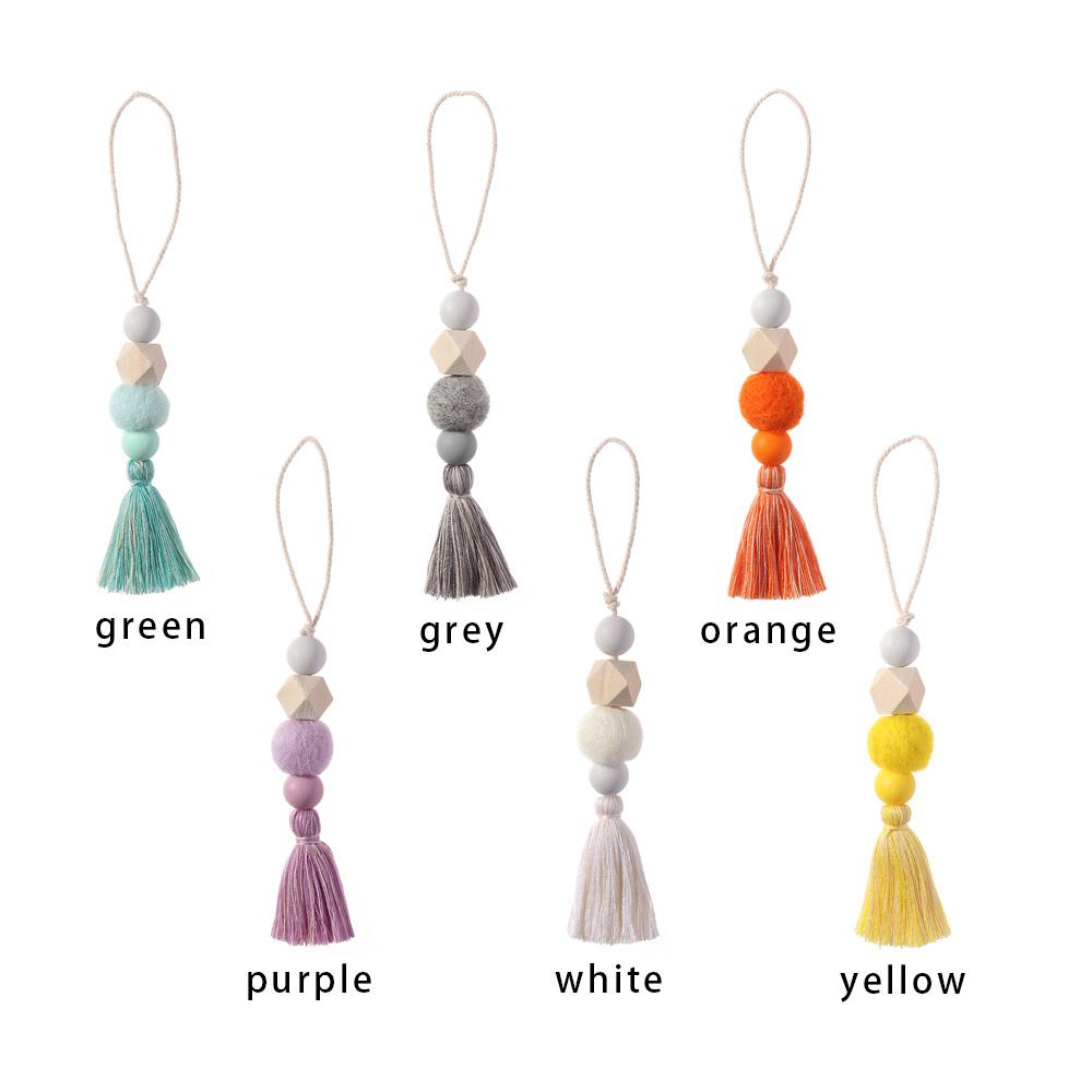 1PC Natural Wood Beads Tassel Ornaments Car Hanging Drop Door Handle Closet Wall Decorations Hanging Pendant Home Decorations
