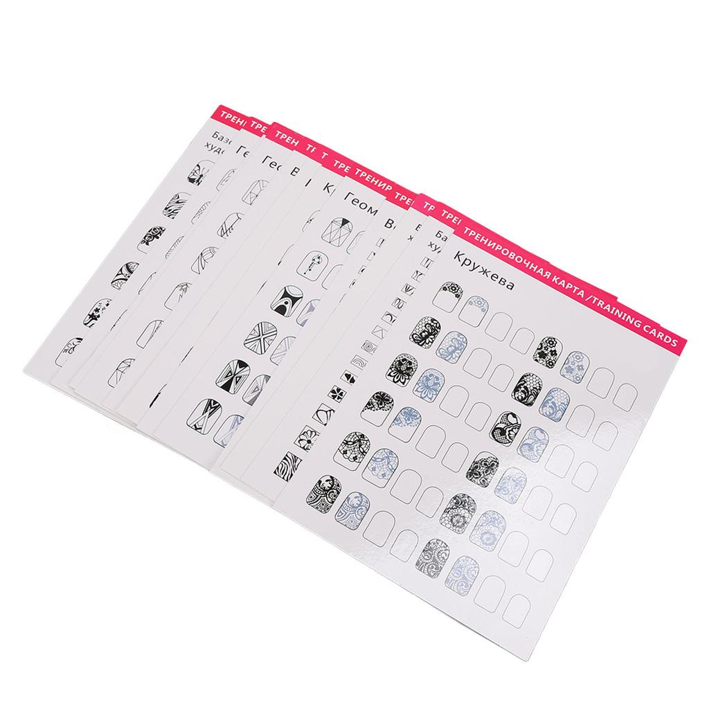 Nail Training Mat Stereograph Washable Reusable Multi Nail Shapes 12 Modes Nail Art Practice Sheet for Nail Artist