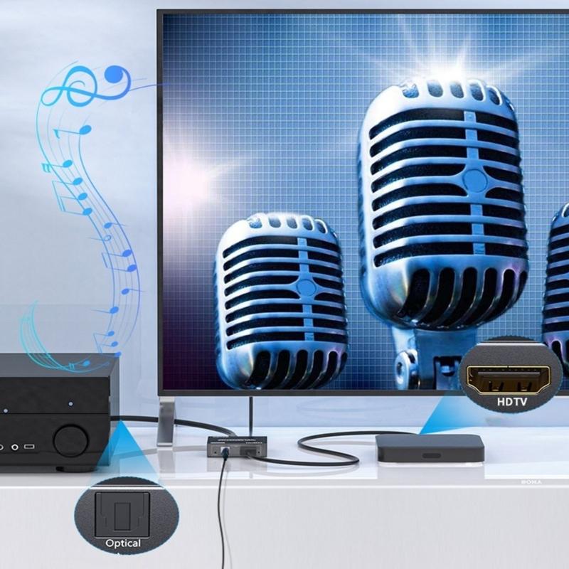 HDTV Sound Splitter 4K@60Hz With Optical SPDIF 3.5mm Port For Digital Sound TV Gaming Consoles Speaker Connection