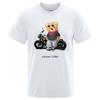 Motorcycle Enthusiast Street Teddy Rider Printed T-Shirt Men Loose Casual Short Sleeves Summer Breathable Tee Cotton Clothing