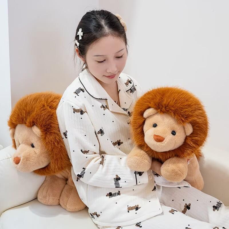 Fluffy Lion Plush Toy for Kids - Zoo Sitting Lion Doll Children's Birthday Gift