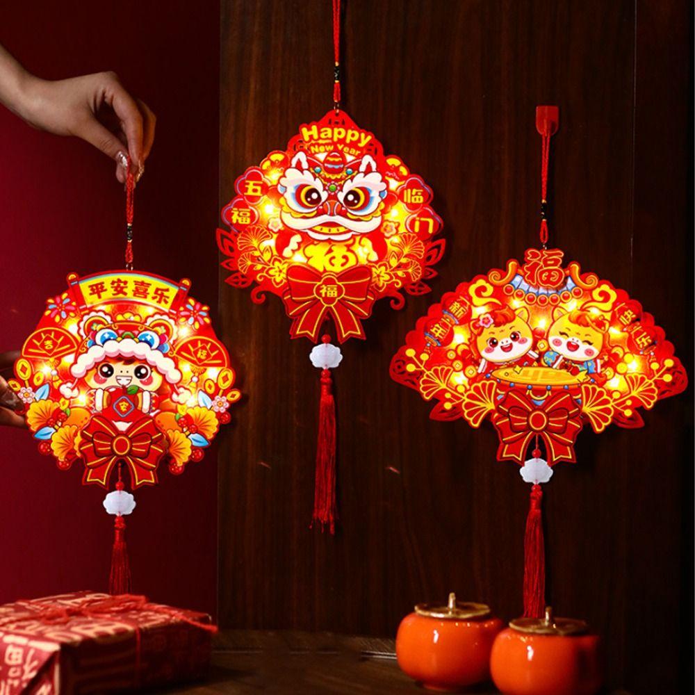 Samodzielnie wykonana Kreskówkowa Lampion na Rok Konia Błogosławieństwo Nowy Rok Szczęśliwy Wisiorek Dekoracja Domowej Imprezy